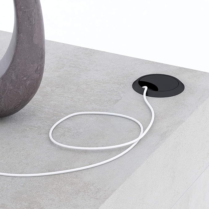 Mobili Fiver, Evolution Dining Table 47.2 x 15.7 in, with Wireless Charger, Concrete Effect, Grey with One Leg, Made in Italy