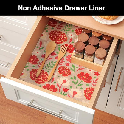 Cooyes Shelf Liner – Premium Non-Adhesive Cabinet & Drawer Liner for Kitchen – Waterproof Shelf Paper with Modern Pattern – Durable EVA Cabinet Mat – Easy to Cut （17.5" W x 360" L）