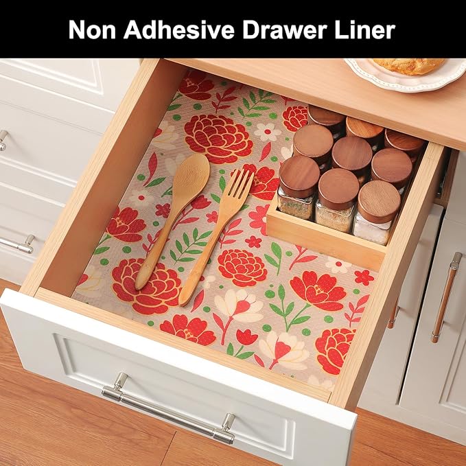 Cooyes Shelf Liner – Premium Non-Adhesive Cabinet & Drawer Liner for Kitchen – Waterproof Shelf Paper with Modern Pattern – Durable EVA Cabinet Mat – Easy to Cut （24" W x 240" L）