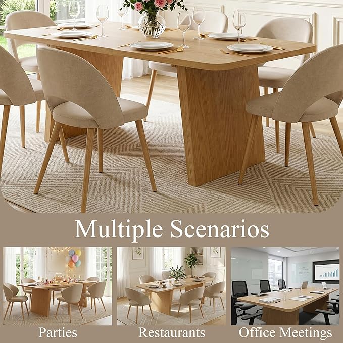 Casaphoria 79" Long Rectangular Dining Table in Natural, 8-Leg Modern Design Fits 6-8 People, Perfect for Large Dining Room, Open Kitchen & Spacious Living Area