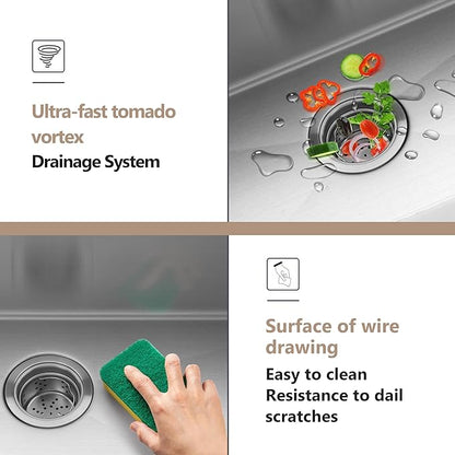 Herogo 33x19 Inch Kitchen Sink with Accessories, 18/10 Stainless Steel Undermount Kitchen Sink Workstation Single Bowl R10 Corner 10 Inch Deep