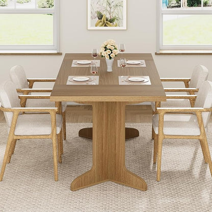 GAOMON 71.1 Inch Dining Table for 6-8 People, Farmhouse Rectangle Kitchen Table, Large Wooden Dinner Table with Thicken Tabletop and Sturdy Legs, Kitchen and Dining Room Furniture, Oak