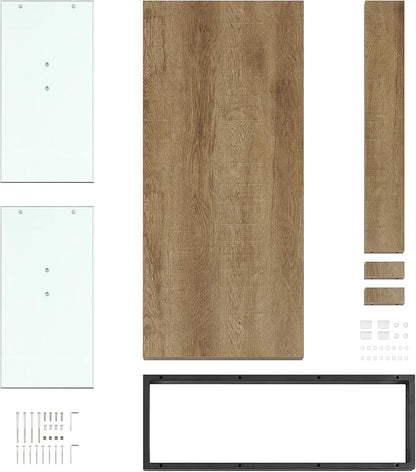 ivinta Glass Dining Table for 4-6 People, 55" Rectangular Kitchen Table for Small Space, Dining Room, Living Room or Restaurant 5208 (Brown)