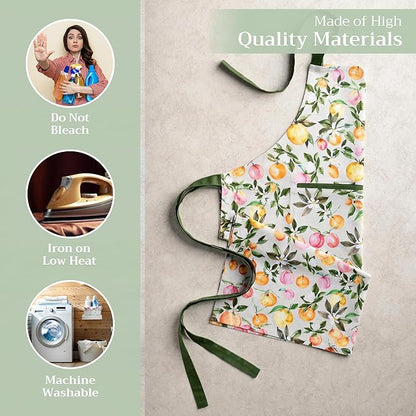 Maison d' Hermine 100% Cotton Apron for women with Pocket Kitchen Chef Apron for Men Cooking Mothers Day Gifts