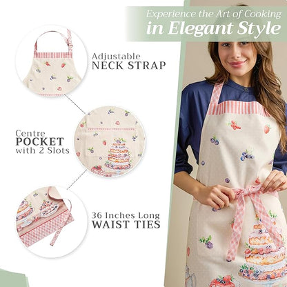 Maison d' Hermine 100% Cotton Apron for women with Pocket Kitchen Chef Apron for Men Cooking Mothers Day Gifts