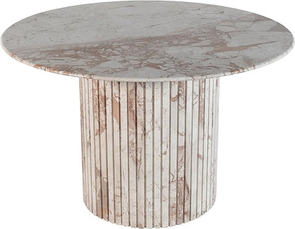 Meridian Furniture 248Breccia-DT48 Genoa Collection Art Deco Dining Table with Handcrafted Genuine Marble, Breccia Marble, 48" W x 48" D x 30" H, Breccia