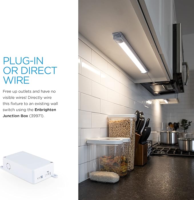 Enbrighten Premium Linkable Under Cabinet Fixture, 18in, LED, Linkable, 628 Lumens, 3000K Warm White, 38846-T1