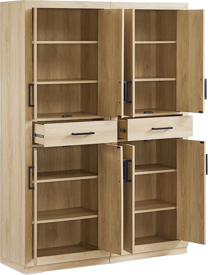 Crosley Furniture Isla 2-Piece Modern Kitchen Storage Pantry Cabinet Set with Shelves, Dining, Laundry Room, Ash