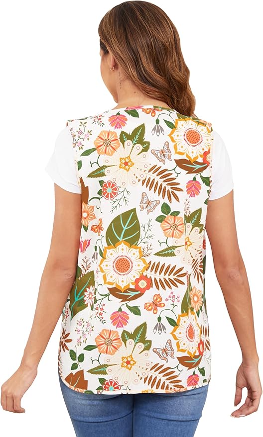 Nanxson Cobbler Apron for Women with 2 Patch Pockets Cotton Printed Vintage Apron with Buttons for Work Chef Kitchen Home