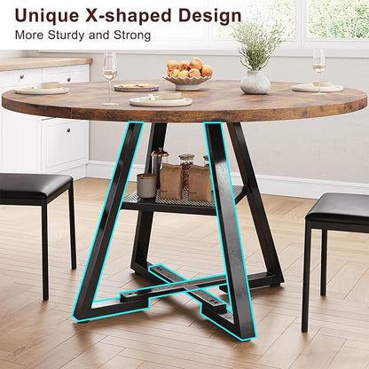 Jocoevol 51'' Round Dining Table for 6,Kitchen Dining Room Circle Dinner Pedestal Table,Space Saving Wood Kitchen & Dining Room Furniture (Vintage, 51In)