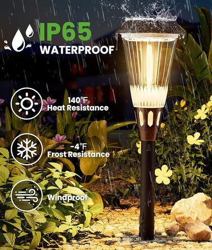 BITPOTT Bright Solar Lights Outdoor 6 Pack, 2-in-1 Warm&Cool Solar Pathway Lights Waterproof IP65, Auto On/Off Outdoor Light for Path Walkway Driveway Lawn