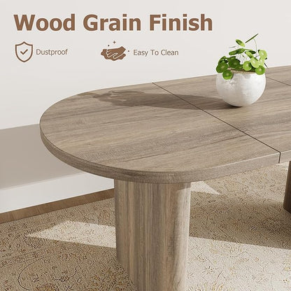 GarveeHome Oval Dining Table for 6-8 People, Long Large Kitchen Table with Thick Sturdy Wooden Base, Farmhouse Dining Room Table for for Kitchen, Living Room, Office (63" Long,Rustic Pear)