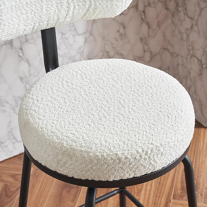 Modern Swivel Bar Stools Set of 2, Upholstered Counter Height Bar Chairs with Metal Legs & Footrest, 360° Swivel Barstools for Kitchen Island, Dining Room,for Living Room