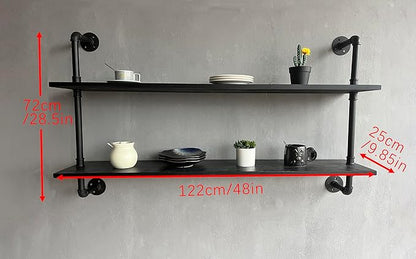 HDDFER Floating Bookshelf Shelves Industrial Pipe Shelving Pipe Shelves Rustic Wall Shelf 48 Inch Farmhouse Book Shelves for Wall Mounted