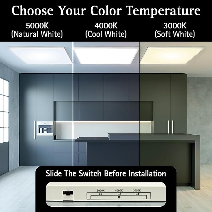 Ultralux 2x4 ft Surface Mount Ceiling Light Panel – Slim, Edge Lit, Flush Mount Flat Panel for Kitchen, Home & Office - TRIAC Dimmable, 3CCT Adjustable Color Temperature (Matte White, 1 Pack)