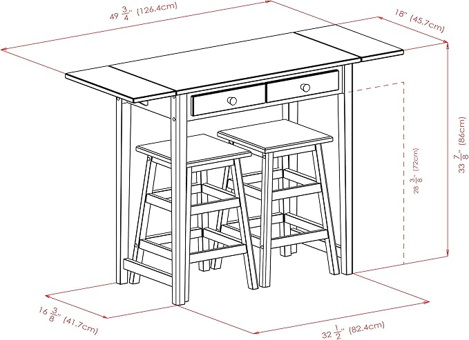 Winsome Mercer Double Drop Leaf Table with 2 Stools