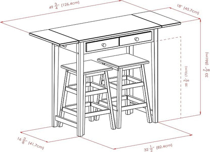 Winsome Mercer Double Drop Leaf Table with 2 Stools