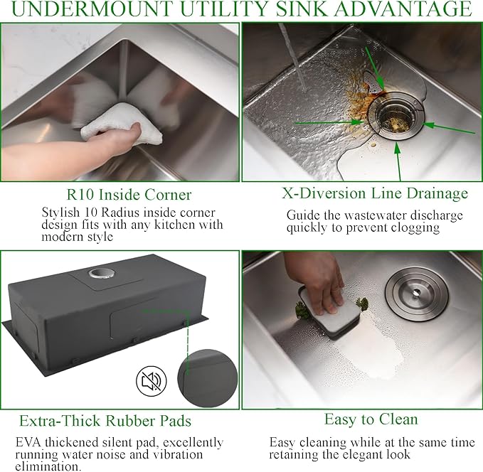33 Inch Drop In Kitchen Sink with Faucet Combo-Brovy 33x19 Top Mount Stainless Steel Kitchen Sink Drop In 18 Gauge Single Bowl Deep Kitchen Sinks with Mat& Drainer