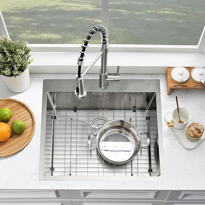 25 Inch Drop In Laundry Sink with Faucet Combo-Bokaiya 25"x22"x13" Stainless Steel Laundry Utility Room Sink 16 Gauge Deep Single Bowl Drop In Kitchen Sink
