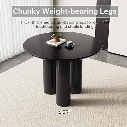 Guyii 39.37" Black Dining Table, Modern Round Kitchen Table, Small Indoor End Table for Kitchen, Bar, Living Room, Small Space, Easy Assembly, Table Only