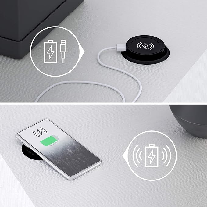 Mobili Fiver, Evolution Dining Table 70.9 x 23.6 in, with Wireless Charger, Ashwood White with Two Legs, Made in Italy