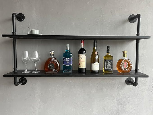 HDDFER Floating Bookshelf Shelves Industrial Pipe Shelving Pipe Shelves Rustic Wall Shelf 48 Inch Farmhouse Book Shelves for Wall Mounted