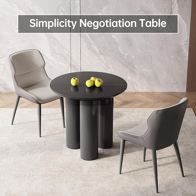 Guyii 29.92" Black Dining Table, Modern Round Kitchen Table, Small Indoor End Table for Kitchen, Bar, Living Room, Small Space, Easy Assembly, Table Only