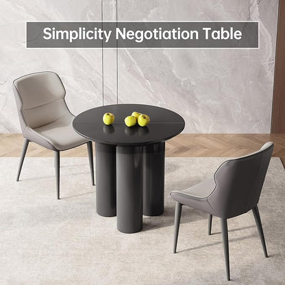 Guyii 29.92" Black Dining Table, Modern Round Kitchen Table, Small Indoor End Table for Kitchen, Bar, Living Room, Small Space, Easy Assembly, Table Only