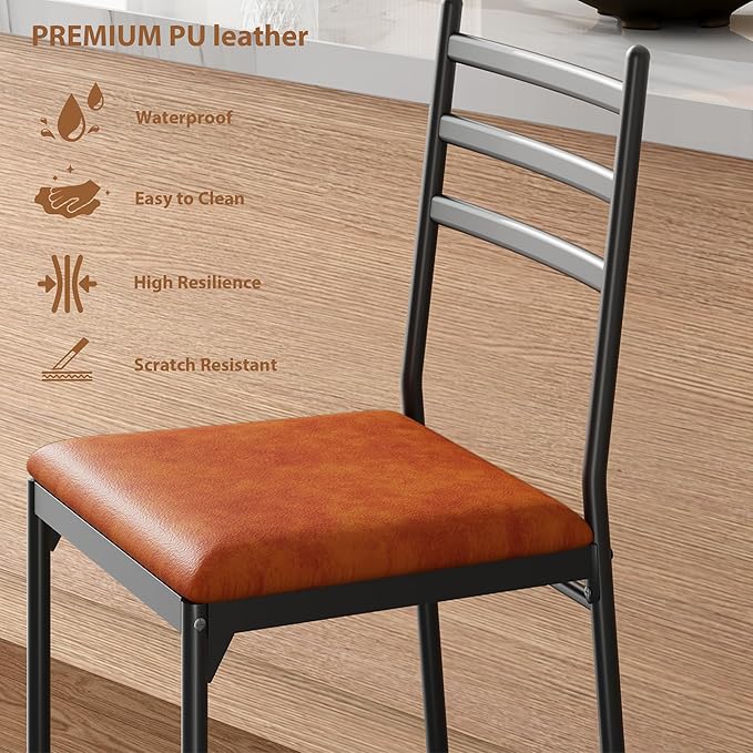 Garvee Bar Stools Set of 2, Counter Height Bar Chairs with Back and Thick Cushion, Upholstered Dining Chairs with Padded Seat, Barstools for Kitchen Island, Bar, Dining Room, Retro Brown