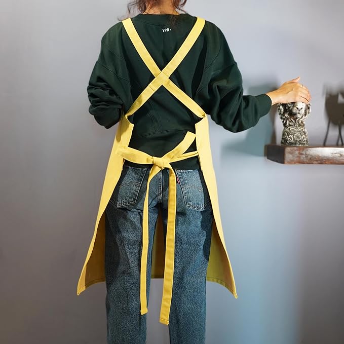 100% Cotton Kitchen Apron with 2 Pockets – Adjustable Chef Apron for Cooking Baking BBQ – Unisex Apron