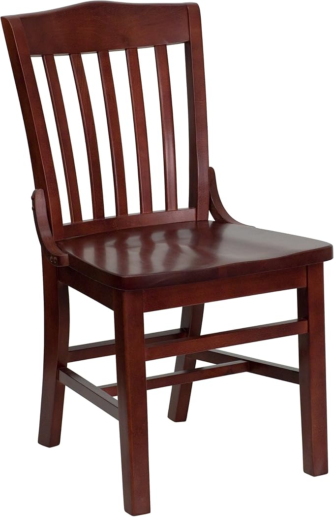 Flash Furniture HERCULES Series School House Back Mahogany Wood Restaurant Chair (Pack of 4)