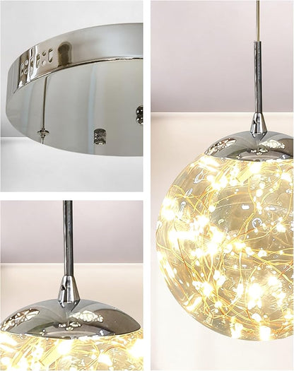 Pendant Lights Modern Crystal Chandeliers Hanging Light Fixture for Kitchen Island Sphere Pendant Light,Adjustable Chandelier for Dining Room,Foyer,Living Room Entryway