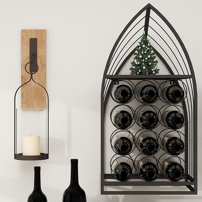 Wine Cabinet - 2 Piece Display Rack, Freestanding Bottle Storage, Home Bar Kitchen Organizer, Bottle Holder Liquor Cabinet Rustic Bar Storage Decorative Kitchen Island Shelf Dining Room Organizer