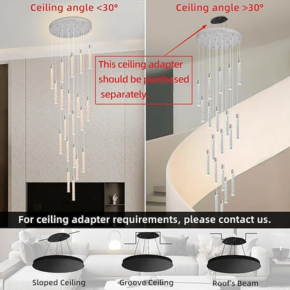 20-Lights Bubble Chandelier for Entryway High Ceiling-157 Height Adjustable Crystal Chandelier,3 Color Temperature Dimmable LED Pendant Light Fixture for Foyer Living Room Staircase,Chrome