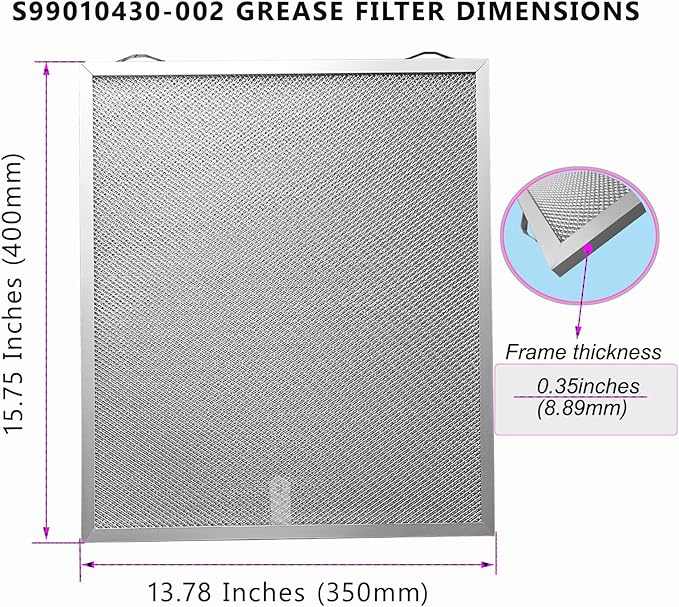 2Pack S99010430-002 Range Hood Grease Filter Replacement4512880 Size 13 7/8" X 15 3/4" X 3/8" Compatible With B-roan N-utone Ken-more Kitchen Exhaust Fan Filters