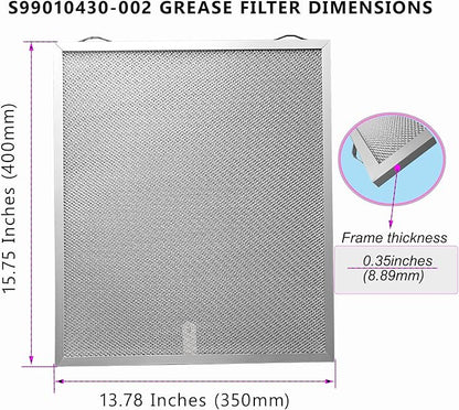2Pack S99010430-002 Range Hood Grease Filter Replacement4512880 Size 13 7/8" X 15 3/4" X 3/8" Compatible With B-roan N-utone Ken-more Kitchen Exhaust Fan Filters