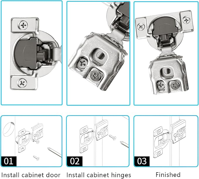 1-1/4 Inch Overlay Soft Close Cabinet Hinges, 2 Pack Slow Soft Close Hinges for Kitchen Cabinets Satin Nickel Hidden Self Closing Kitchen Cabinet Hinges for Cupboard