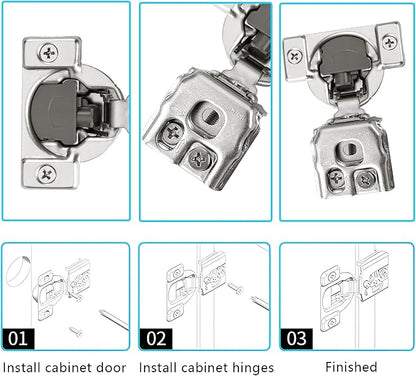 1-1/4 Inch Overlay Soft Close Cabinet Hinges, 2 Pack Slow Soft Close Hinges for Kitchen Cabinets Satin Nickel Hidden Self Closing Kitchen Cabinet Hinges for Cupboard