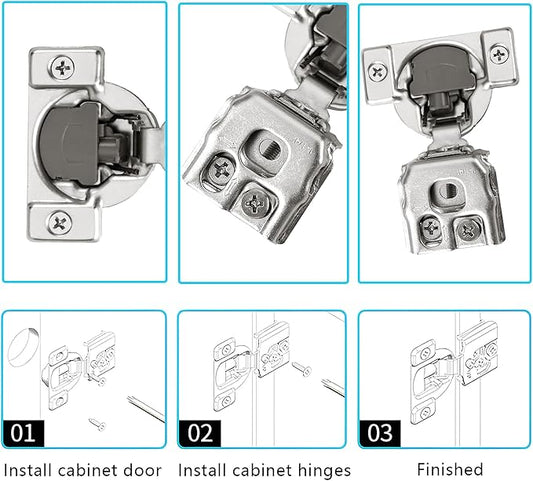 1-1/4 Inch Overlay Soft Close Cabinet Hinges, 2 Pack Slow Soft Close Hinges for Kitchen Cabinets Satin Nickel Hidden Self Closing Kitchen Cabinet Hinges for Cupboard