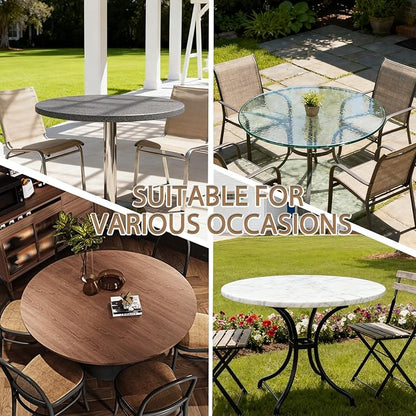 Asnomy Fitted Round Washable Table Cover, Wipeable Waterproof Table Cloth Fits 40"-44" Diameter Round Table for Dining,Camping,Banquets,Parties,Indoor and Outdoor, 4PC
