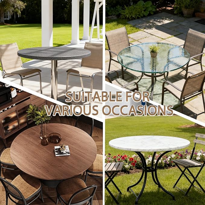 Asnomy Fitted Round Washable Table Cover, Wipeable Waterproof Table Cloth Fits 32"-36" Diameter Round Table for Dining,Camping,Banquets,Parties,Indoor and Outdoor, 4PC