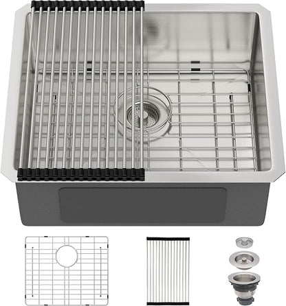 21 Undermount Kitchen Sink 21"x18"x8" Single Bowl 16 Gauge Stainless Steel Under Counter Single Bowl Kitchen Sinks Basin with Drain Strainer