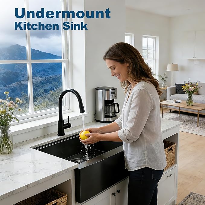 Doirteal 30" Farmhouse Sink, 16 Gauge Nano Black Stainless Steel Apron Front Kitchen Sink, 30x22x10 Undermount Workstation Single Bowl with Cutting Board, Colander & Grid, Scratch-Resistant