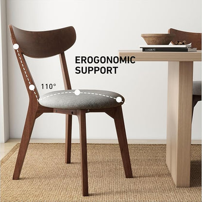 NAFORT Dining Chairs Set of 6/4/2, Modern Fabric Upholstered Dining Room Chair, Farmhouse Wooden Kitchen Chairs with Curved Backrest for Dining Kitchen Room, Living Room, Studio, Restaurant