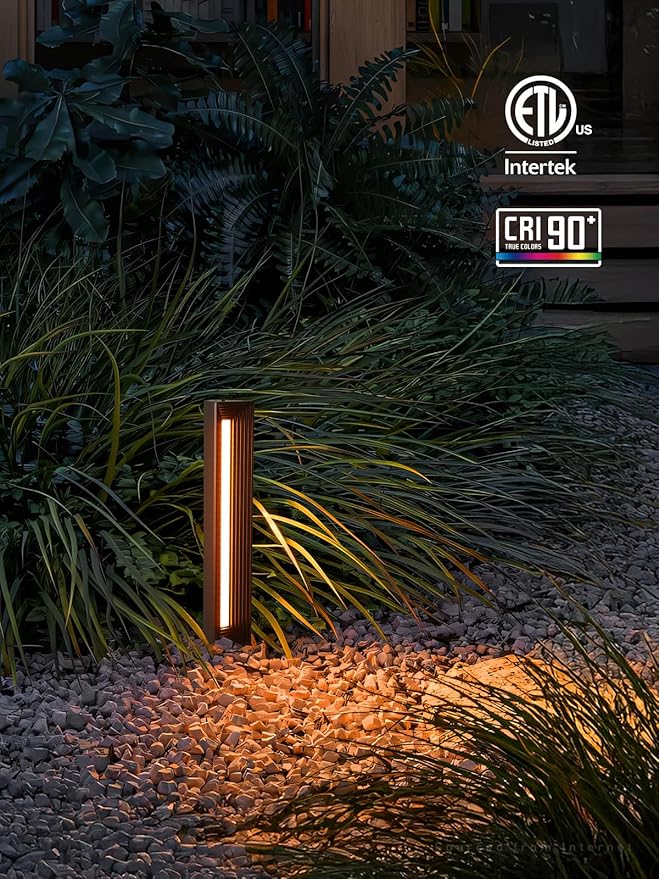 LEONLITE 5CCT Low Voltage Landscape Lights, 7W 12-24V LED Pathway Lights, Die-Casted Aluminum, IP65 for Outdoor Path Sidewalk Walkway, 1800K/2700K/3000K/4000K/5000K, ETL, Oil Rubbed Bronze, Pack of 4
