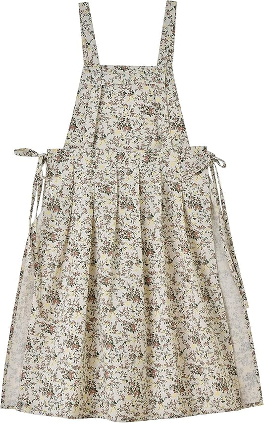 Floral Cotton Waterproof Adult Kitchen Apron Adjustable Cooking Baking Garden Chef Apron with Pocket