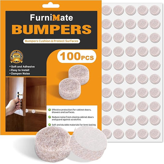 Felt Cabinet Door Bumpers-Small Felt Pads for Cabinet Doors, 3/8" Diameter 100PCS, 5mm Thick Self Adhesive Beige