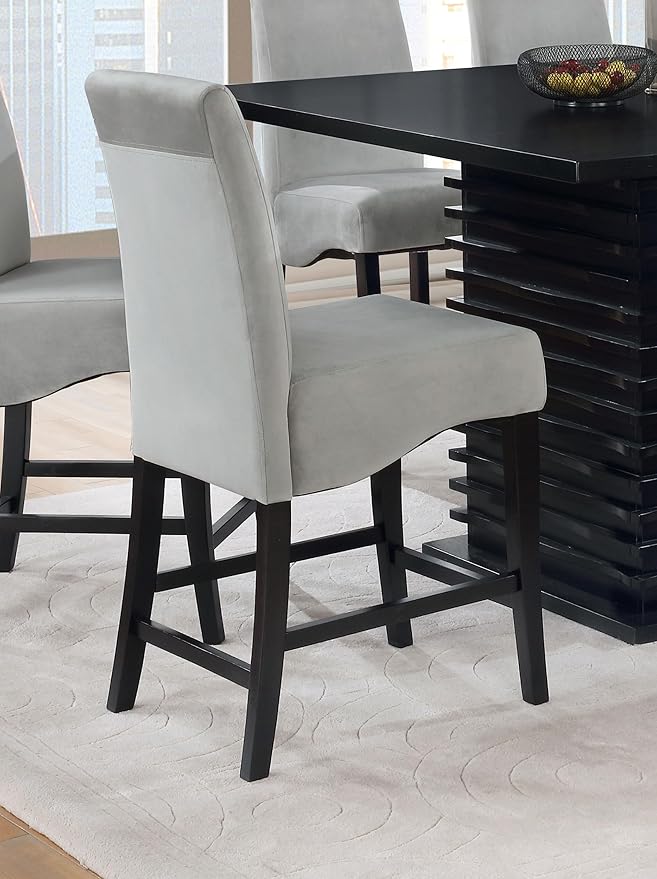 Coaster Home Furnishings - Stanton - Wood Upholstered Counter Height Chairs (Set of 2) - Padded High Back, Armless Stools with Footrest - Dining Room & Kitchen - Grey - 102069GRY