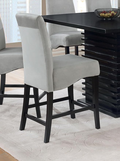 Coaster Home Furnishings - Stanton - Wood Upholstered Counter Height Chairs (Set of 2) - Padded High Back, Armless Stools with Footrest - Dining Room & Kitchen - Grey - 102069GRY