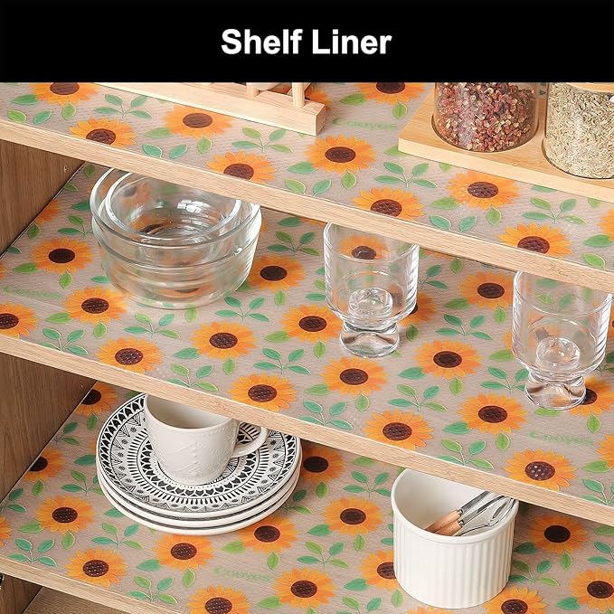 Cooyes Shelf Liner – Premium Non-Adhesive Cabinet & Drawer Liner for Kitchen – Waterproof Shelf Paper with Modern Pattern – Durable EVA Cabinet Mat – Easy to Cut （12" W x 240" L）